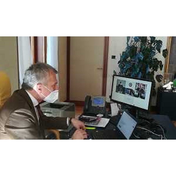 Piero Mauro Zanin, presidente del Consiglio regionale Fvg, durante la videoconferenza - Piero Mauro Zanin, presidente del Consiglio regionale Fvg, durante la videoconferenza
