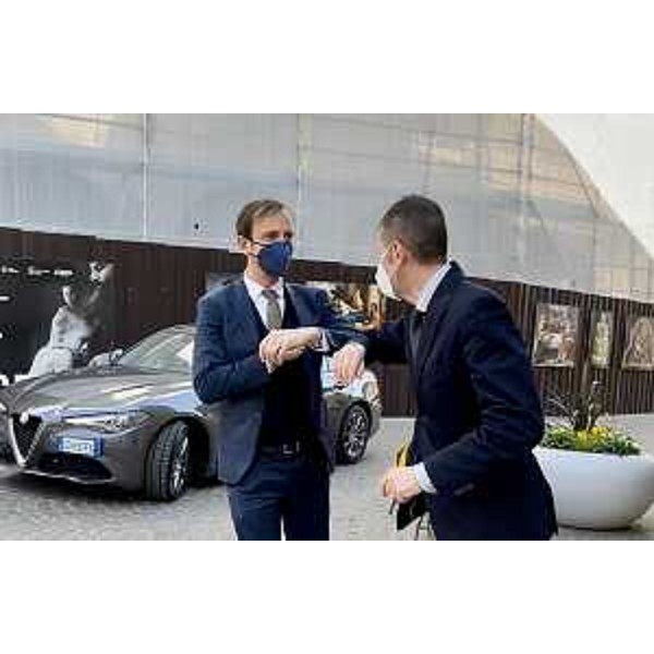 L'arrivo in Municipio a Pordenone del governatore della Regione Massimiliano Fedriga - L'arrivo in Municipio a Pordenone del governatore della Regione Massimiliano Fedriga 