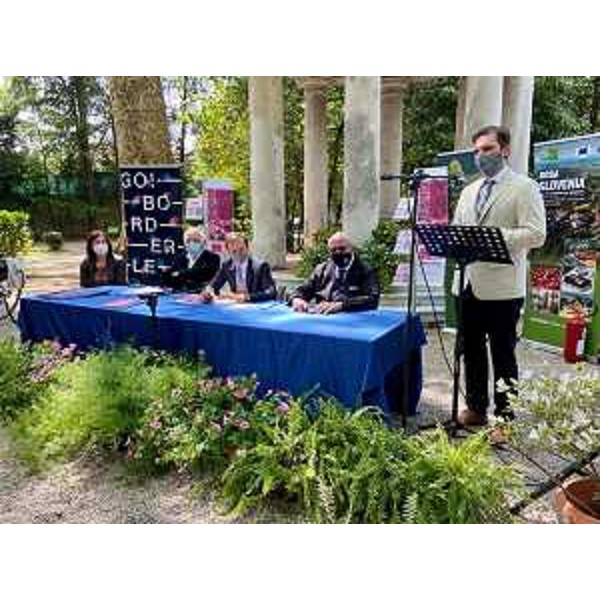 Una fase della conferenza stampa di presentazione delle tappe del Giro d'Italia in Friuli Venezia Giulia svoltasi a Gorizia - Una fase della conferenza stampa di presentazione delle tappe del Giro d'Italia in Friuli Venezia Giulia svoltasi a Gorizia