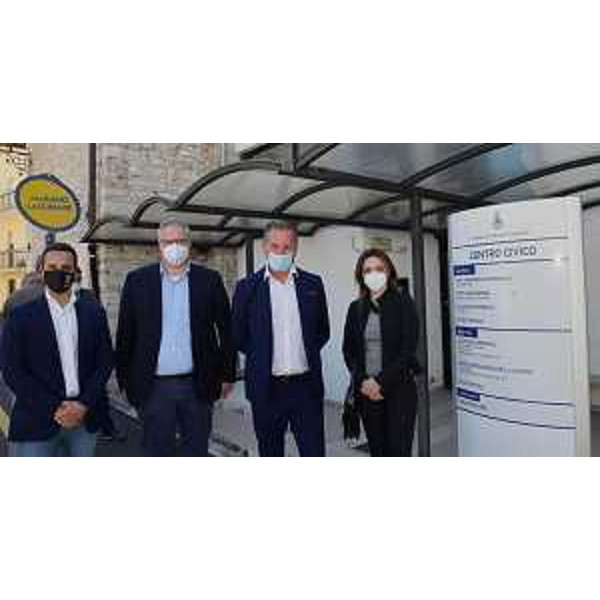 I due consiglieri leghisti con l'assessore Scoccimarro e il sindaco di Marano Lagunare - I due consiglieri leghisti con l'assessore Scoccimarro e il sindaco di Marano Lagunare