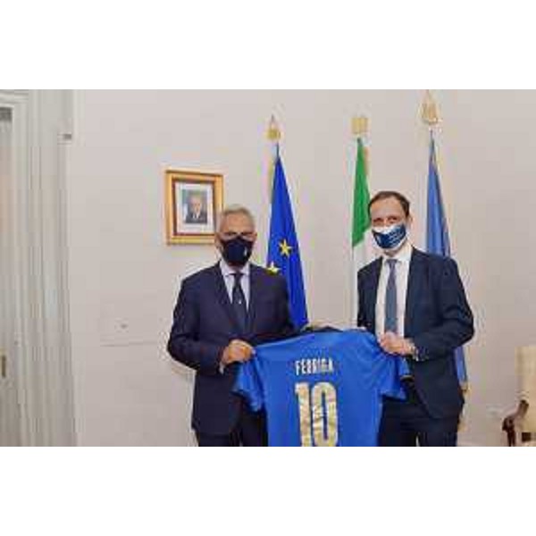 Il governatore Massimiliano Fedriga e il presidente della Figc Gabriele Gravina - Il governatore Massimiliano Fedriga e il presidente della Figc Gabriele Gravina