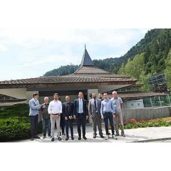  - Il governatore del Friuli Venezia Giulia, Massimiliano Fedriga, in visita alle Terme di Arta assieme al sindaco, Luigi Gonano, e a i gestori della struttura.