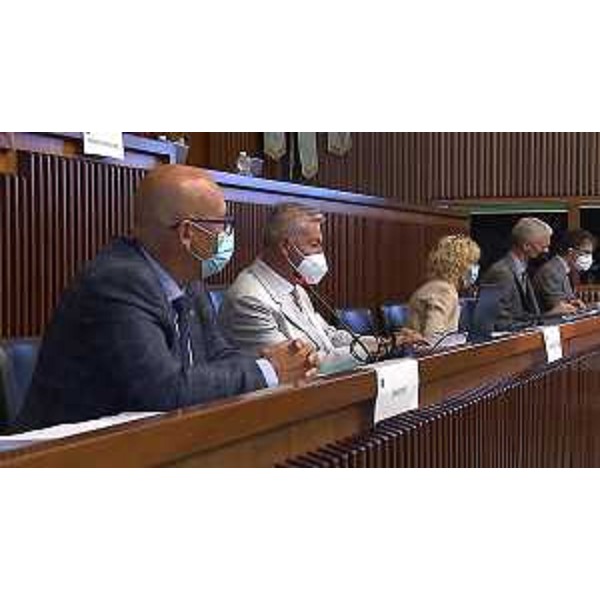 Alessandro Basso (FdI), presidente della I Commissione, tra gli assessori regionali Sebastiano Callari e Barbara Zilli - Alessandro Basso (FdI), presidente della I Commissione, tra gli assessori regionali Sebastiano Callari e Barbara Zilli