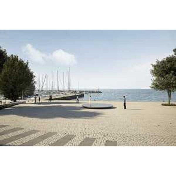 Un rendering dell'intervento di recupero della baia di Grignano - Un rendering dell'intervento di recupero della baia di Grignano