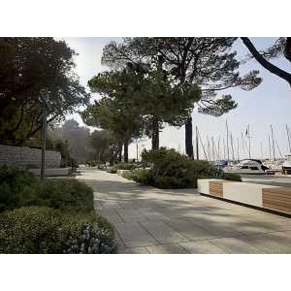 Un rendering dell'intervento di recupero della baia di Grignano - Un rendering dell'intervento di recupero della baia di Grignano