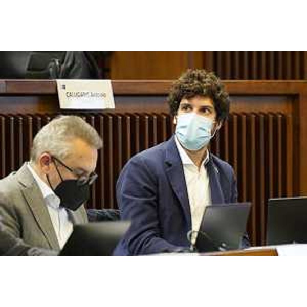 Simone Polesello (Lega) con il collega di partito Ivo Moras - Simone Polesello (Lega) con il collega di partito Ivo Moras