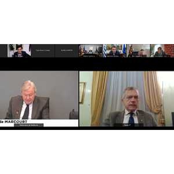 Calre: il presidente Jean-Claude Marcourt e il vicepresidente Piero Mauro Zanin alla riunione telematica - Calre: il presidente Jean-Claude Marcourt e il vicepresidente Piero Mauro Zanin alla riunione telematica