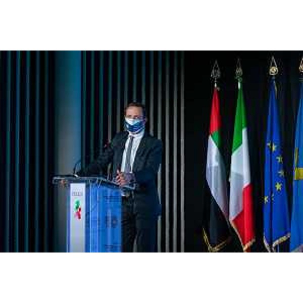 L'intervento del governatore del Friuli Venezia Giulia Massimiliano Fedriga durante il regional day all'Expo di Dubai - italyexpo2020_Friuli Venezia Giulia Event Pic 25-02-2022
