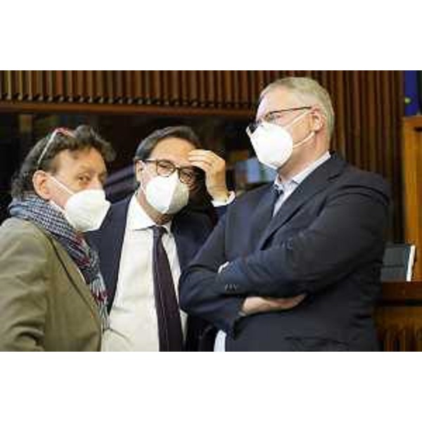 Danilo Slokar (Lega) con Mauro Di Bert (PrFvg/Ar) e Mauro Bordin (Lega) - Danilo Slokar (Lega) con Mauro Di Bert (PrFvg/Ar) e Mauro Bordin (Lega)