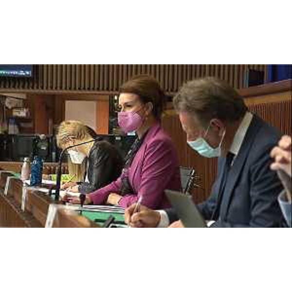 Mara Piccin (FI) mentre presiede la IV Commissione consiliare - Mara Piccin (FI) mentre presiede la IV Commissione consiliare
