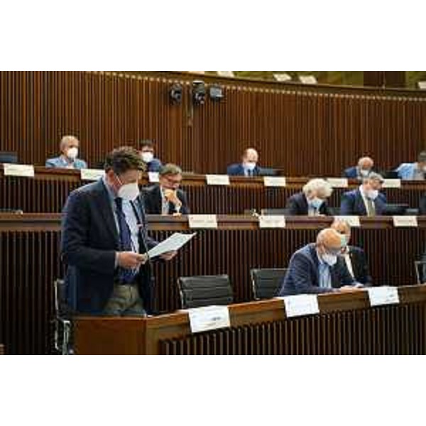 I banchi della Lega durante la relazione di Maggioranza - I banchi della Lega durante la relazione di Maggioranza