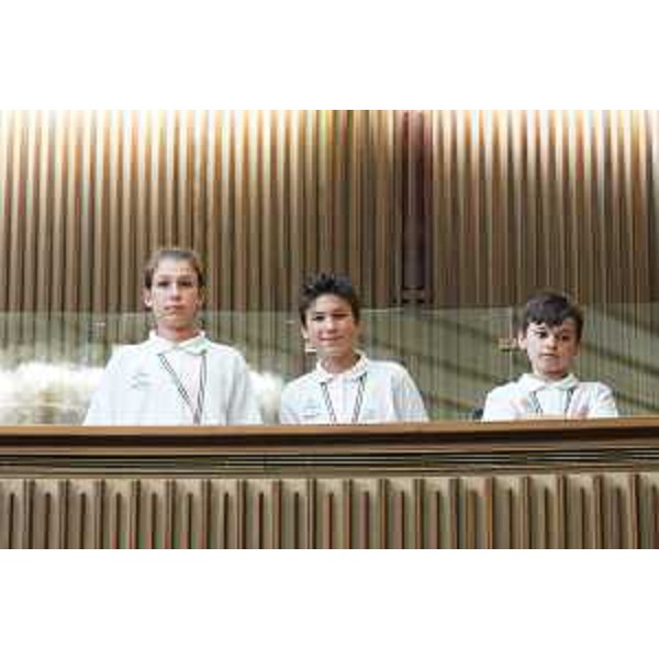 Denis, Gabriele e Mattia sugli spalti dell'emiciclo di piazza Oberdan a Trieste - Denis, Gabriele e Mattia sugli spalti dell'emiciclo di piazza Oberdan a Trieste