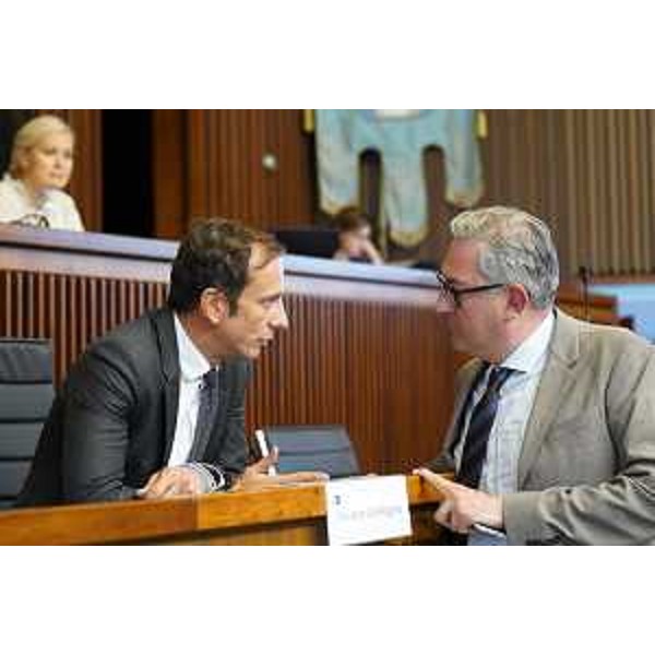 Il governatore Fvg, Massimiliano Fedriga, con Alessandro Basso (FdI) - Il governatore Fvg, Massimiliano Fedriga, con Alessandro Basso (FdI)