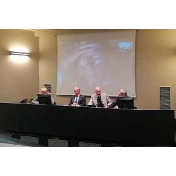 Il tavolo dei relatori in sala Tessitori - Il tavolo dei relatori in sala Tessitori