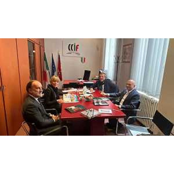 L'assessore Barbara Zilli durante gli incontri nella sede della Camnera di commercio italiana di Lione - L'assessore Barbara Zilli durante gli incontri nella sede della Camnera di commercio italiana di Lione