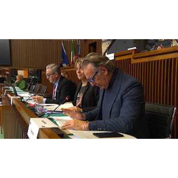 Il presidente della I Commissione, Alessandro Basso (FdI), con gli assessori Barbara Zilli e Fabio Scoccimarro - Il presidente della I Commissione, Alessandro Basso (FdI), con gli assessori Barbara Zilli e Fabio Scoccimarro