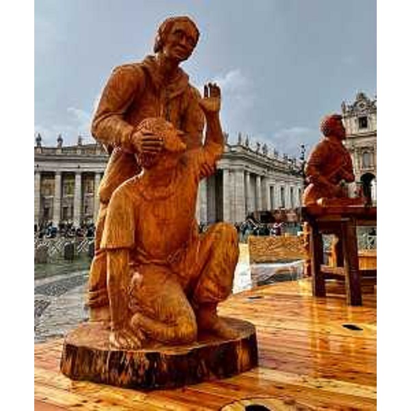 Un particolare del presepe di Sutrio in piazza San Pietro - Un particolare del presepe di Sutrio in piazza San Pietro