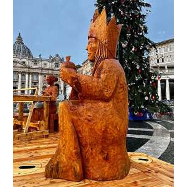 Un particolare del presepe di Sutrio in piazza San Pietro - Un particolare del presepe di Sutrio in piazza San Pietro