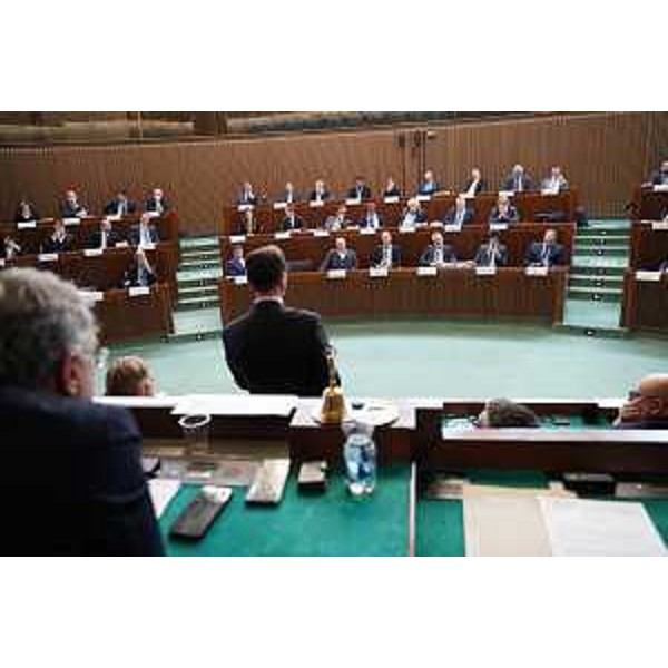 L'Aula durante l'intervento del governatore Fedriga - L'Aula durante l'intervento del governatore Fedriga