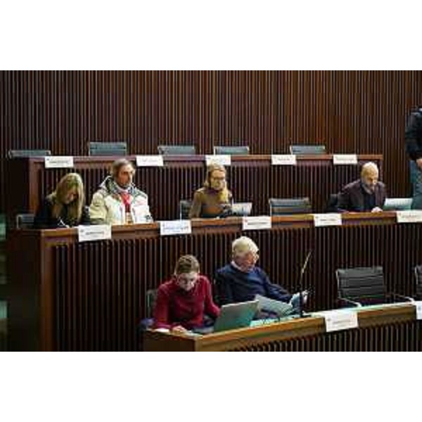 I giornalisti sui banchi del Consiglio durante la conferenza stampa di Fine Anno - I giornalisti sui banchi del Consiglio durante la conferenza stampa di Fine Anno