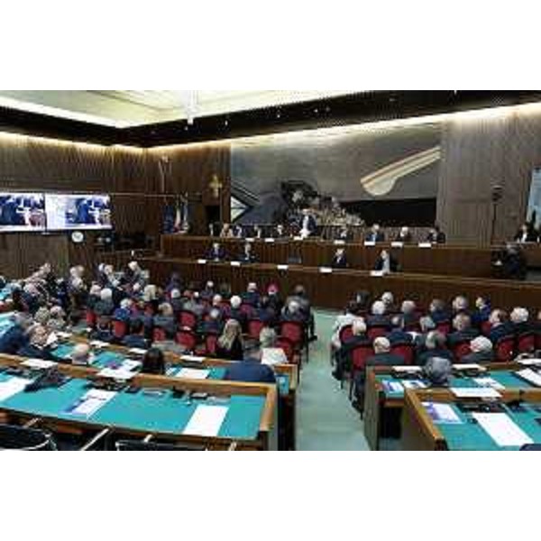 L'aula durante l'intervento del presidente Piero Mauro Zanin - L'aula durante l'intervento del presidente Piero Mauro Zanin