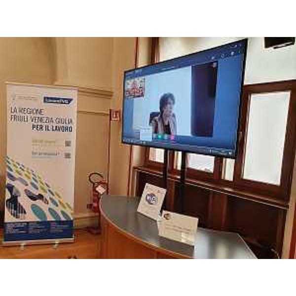 L'intervento in videoconferenza dell'assessore regionale al Lavoro Alessia Rosolen nella sala consiliare del Comune di Pordenone - L'intervento in videoconferenza dell'assessore regionale al Lavoro Alessia Rosolen nella sala consiliare del Comune di Pordenone