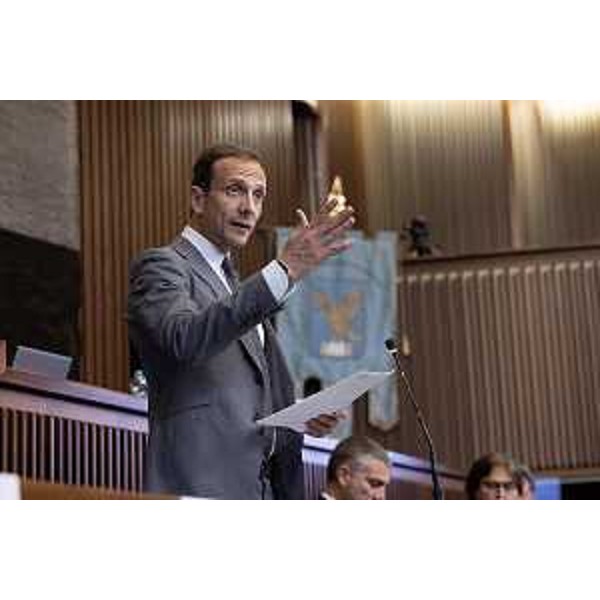 Il governatore Fvg, Massimiliano Fedriga, durante la replica in Aula - Il governatore Fvg, Massimiliano Fedriga, durante la replica in Aula