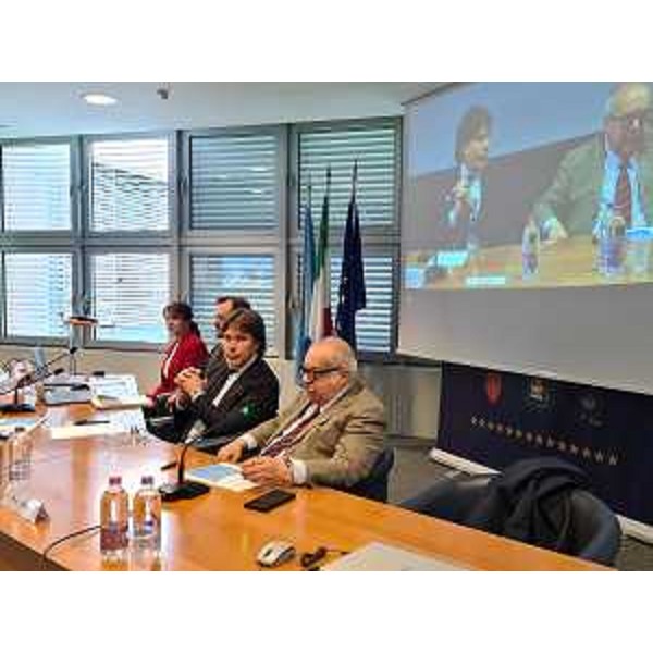 L'assessore regionale Sergio Emidio Bini, al centro, durante la presentazione del bando per l'innovazione digitale nella sede di Confindustria Alto Adriatico di Pordenone - L'assessore regionale Sergio Emidio Bini, al centro, durante la presentazione del bando per l'innovazione digitale nella sede di Confindustria Alto Adriatico di Pordenone