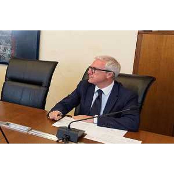 Andrea Cabibbo (Forza Italia) durante l'odierna conferenza dei capigruppo - Andrea Cabibbo (Forza Italia) durante l'odierna conferenza dei capigruppo