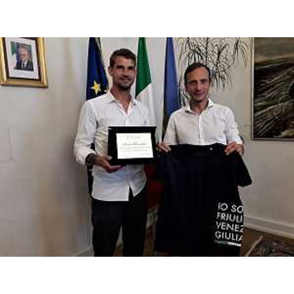 Il governatore Massimiliano Fedriga con Ivan Provedel. - Il governatore Massimiliano Fedriga con Ivan Provedel.