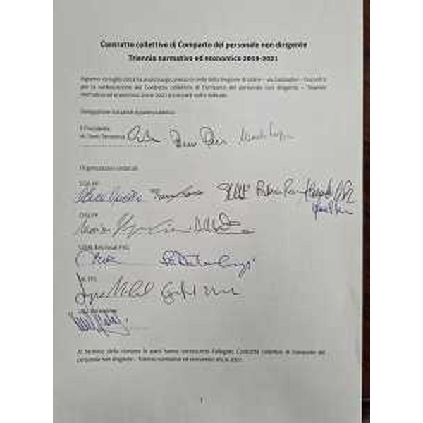 La prima pagina del Contratto collettivo di Comparto del personale non dirigente per triennio normativo ed economico 2019-2021 - La prima pagina del Contratto collettivo di Comparto del personale non dirigente per triennio normativo ed economico 2019-2021
