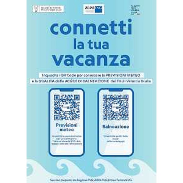 Il codice qr del servizio "Connetti la tua vacanza" sviluppato da Arpa Fvg in collaborazione con PromoTurismoFvg - Il codice qr del servizio "Connetti la tua vacanza" sviluppato da Arpa Fvg in collaborazione con PromoTurismoFvg 