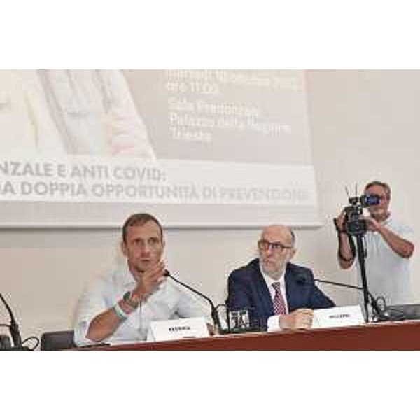 Un momento della conferenza stampa di presentazione di "Proteggiamoci!", le strategie per la campagna antinfluenzale e anti Covid 2023-2024. - Un momento della conferenza stampa di presentazione di "Proteggiamoci!", le strategie per la campagna antinfluenzale e anti Covid 2023-2024.