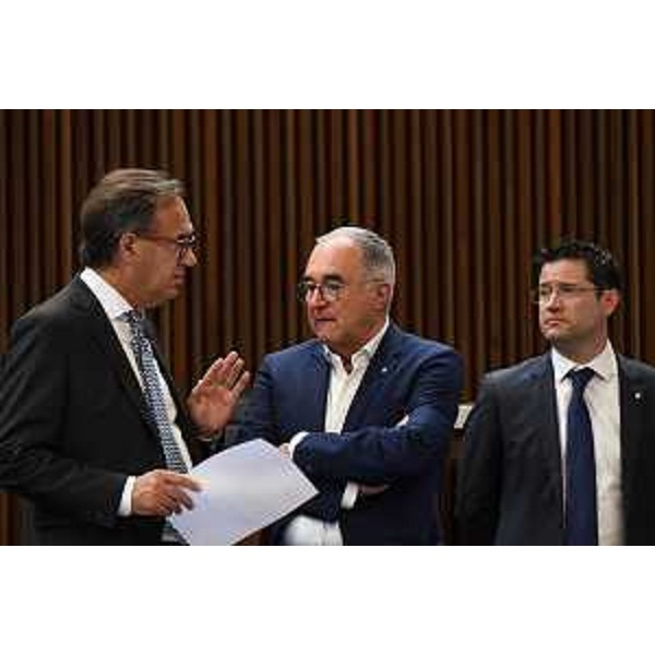 Mauro Di Bert e Moreno Lirutti (Fp) con Markus Maurmair (FdI) - Mauro Di Bert e Moreno Lirutti (Fp) con Markus Maurmair (FdI)