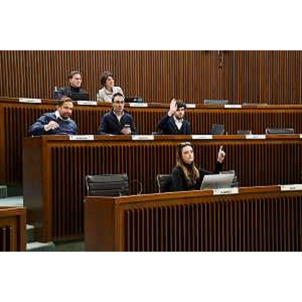 Alcuni dei componenti della II Commissione durante il voto - Alcuni dei componenti della II Commissione durante il voto 