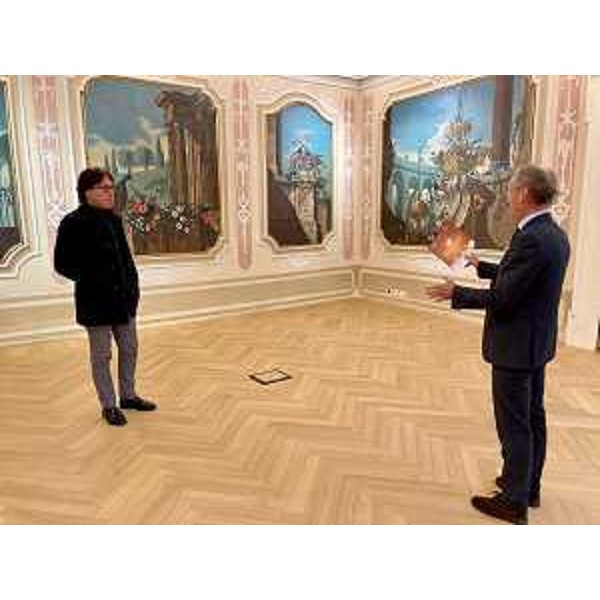 L'assessore regionale alle Attività produttive Sergio Emidio Bini in visita alla nuova sede della Fondazione Friuli con il suo presidente Giuseppe Morandini - L'assessore regionale alle Attività produttive Sergio Emidio Bini in visita alla nuova sede della Fondazione Friuli con il suo presidente Giuseppe Morandini