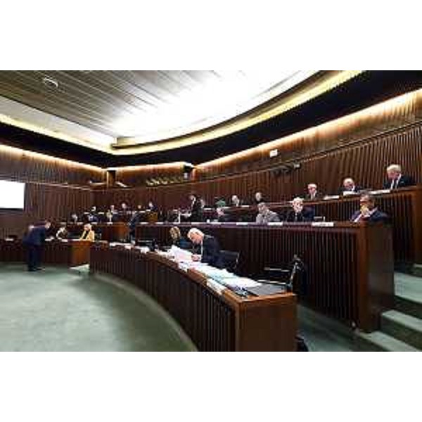 L'Aula durante i lavori per l'approvazione del Bilancio di previsione finanziaria del Consiglio 2024-26 - L'Aula durante i lavori per l'approvazione del Bilancio di previsione finanziaria del Consiglio 2024-26