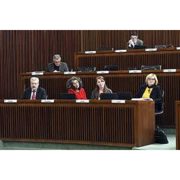 Partendo dall'alto, Nicola Conficoni, Francesco Martines e, in basso a destra, Laura Fasiono (Pd) in III Commissione consiliare - Partendo dall'alto, Nicola Conficoni, Francesco Martines e, in basso a destra, Laura Fasiono (Pd) in III Commissione consiliare