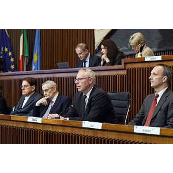 Il presidente del Cr Fvg, Mauro Bordin, alla presentazione dei risultati dei lavori d'Aula e degli Organi di garanzia per il 2023 - Il presidente del Cr Fvg, Mauro Bordin, alla presentazione dei risultati dei lavori d'Aula e degli Organi di garanzia per il 2023