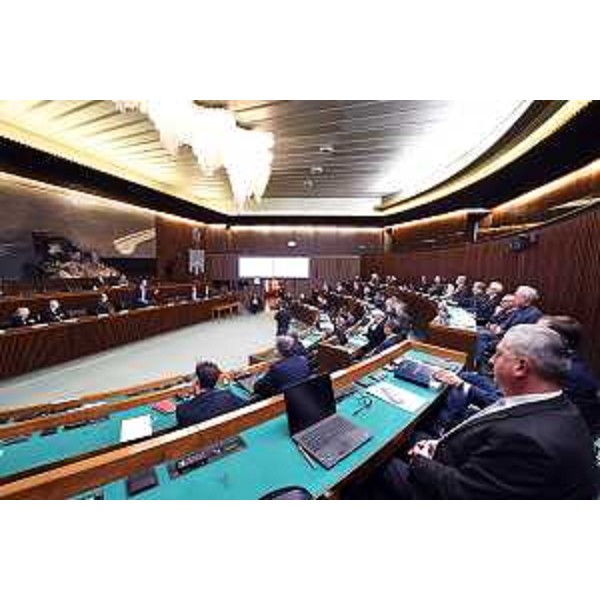 L'Aula durante l'intervento del governatore Fvg, Massimiliano Fedriga - L'Aula durante l'intervento del governatore Fvg, Massimiliano Fedriga