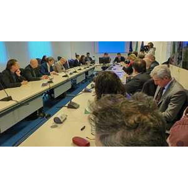 Un momento della presentazione nella sede di Udine della Regione - Un momento della presentazione nella sede di Udine della Regione