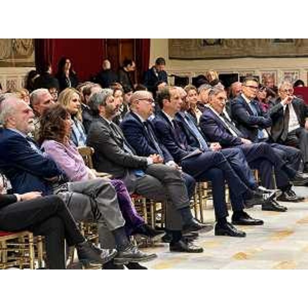 Il governatore della Regione Massimiliano Fedriga durante la proiezione a Montecitorio del documentario della Rai sul dramma delle foibe - Il governatore della Regione Massimiliano Fedriga durante la proiezione a Montecitorio del documentario della Rai sul dramma delle foibe