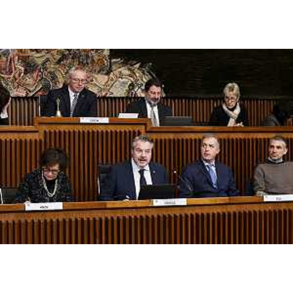 Un intervento di Diego Bernardis (Fp), presidente della V Commissione, durante l'audizione - Un intervento di Diego Bernardis (Fp), presidente della V Commissione, durante l'audizione