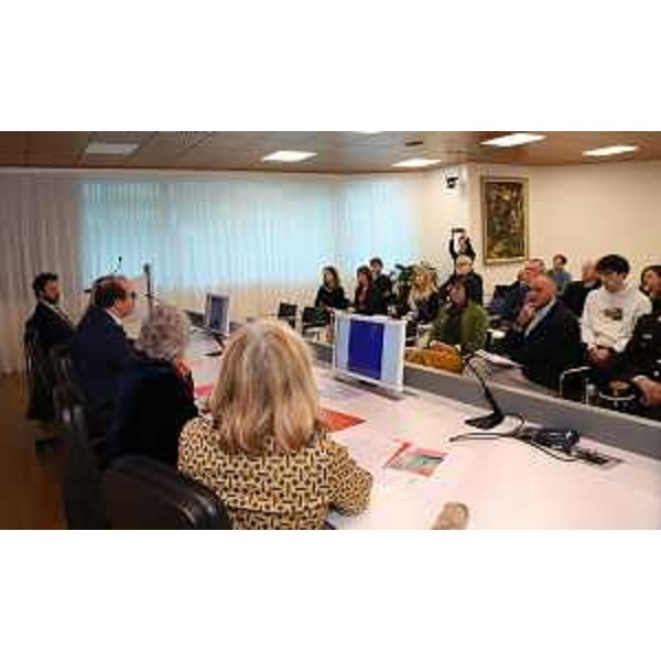 La platea dei presenti alla conferenza stampa svoltasi a Udine nella sede della Regione - La platea dei presenti alla conferenza stampa svoltasi a Udine nella sede della Regione