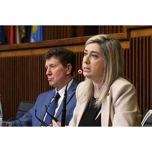 Il presidente Alberto Budai (Lega) e l'assessora regionale alle Infrastrutture, Cristina Amirante - Il presidente Alberto Budai (Lega) e l'assessora regionale alle Infrastrutture, Cristina Amirante