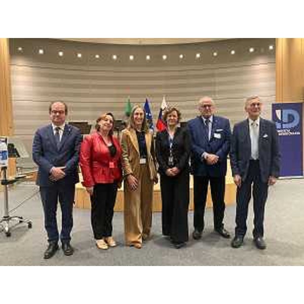 Da sinsitra: il vicegovernatore della Regione Friuli Venezia Giulia con delega alla Cultura Mario Anzil, l'ambasciatrice italiana in Belgio Federica Favi, il segretario di Stato sloveno Vedna Humar, L'europarlamentare Elena Lizzi, il sindaco di Gorizia Rodolfo Ziberna, il presidente della Fvg Orchestra e Gect Go Paolo Petiziol - Da sinsitra: il vicegovernatore della Regione Friuli Venezia Giulia con delega alla Cultura Mario Anzil, l'ambasciatrice italiana in Belgio Federica Favi, il segretario di Stato sloveno Vedna Humar, L'europarlamentare Elena Lizzi, il sindaco di Gorizia Rodolfo Ziberna, il presidente della Fvg Orchestra e Gect Go Paolo Petiziol