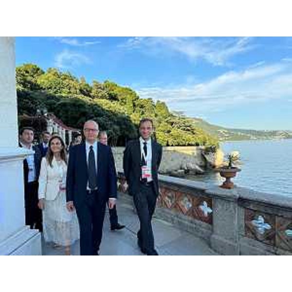 Il governatore Fedriga e il ministro Valditara alla cerimonia di apertura del G7 Istruzione al Castello di Miramare - Il governatore Fedriga e il ministro Valditara alla cerimonia di apertura del G7 Istruzione al Castello di Miramare