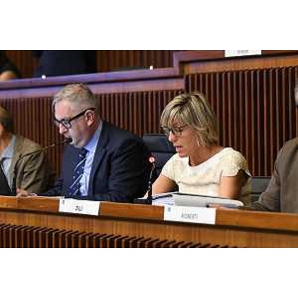 Il presidente della I Commissione, Alessandro Basso (FdI), con l'assessore Fvg alle Finanze, Barbara Zilli - Il presidente della I Commissione, Alessandro Basso (FdI), con l'assessore Fvg alle Finanze, Barbara Zilli