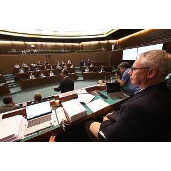 I lavori dell'Aula durante un intervento del governatore Fvg, Massimiliano Fedriga - I lavori dell'Aula durante un intervento del governatore Fvg, Massimiliano Fedriga