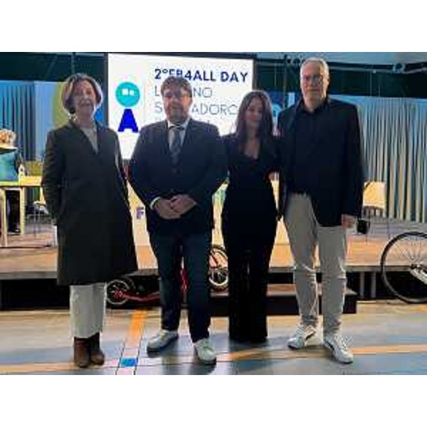 Margherita Alciati, presidente del Panathlon Club Udine; Simone Cicuttin, presidente del Rotary Club di Lignano Sabbiadoro; Simonetta Rottin presidente del Footbikeall ETS; Mauro Bordin, presidente del Cr Fvg - Margherita Alciati, presidente del Panathlon Club Udine; Simone Cicuttin, presidente del Rotary Club di Lignano Sabbiadoro; Simonetta Rottin presidente del Footbikeall ETS; Mauro Bordin, presidente del Cr Fvg